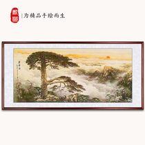 Chinese painting hand-painted welcome pine landscape painting atmospheric backing mountain gathering wealth living room sofa background hanging painting office decoration painting
