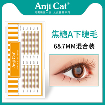 anjicat caramel color a lower eyelash natural simulation fairy false eyelash brown hair 6mm 7mm mixed pack