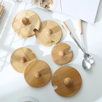 Round Universal with top cup lid wooden mug ceramic glass lid Cup spoon solid wood spoon handle stainless steel