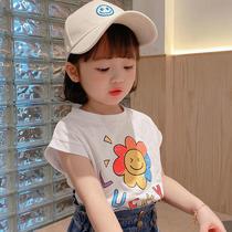 Girls summer vest cotton 2021 New Children Baby foreign style cartoon sleeveless T-shirt children sleeveless shirt