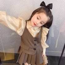 Girls Autumn Set 2021 Childrens Dress Two Piece Long Sleeve Shirt Fried Street Fashion Baby Vest Skirt