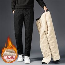 Warm Pants Mens Women Plus Suede Thickened Winter Lamb Suede Pants Sweater Pants Fit Mid Aged Cotton Pants Soft And Comfortable 