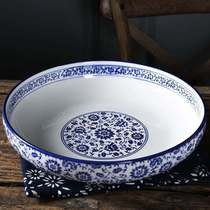 Blue and white porcelain plate ceramic blue and white porcelain tableware chop pepper fish head crayfish plate large Bowl soup bowl boiled fish basin sauerkraut