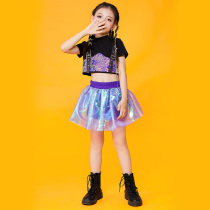 Children Jazz Dance Suit Girl Bright Film Terrace Walk Show Cheerleading Girl Dance Hip Hop Out Suit Suit