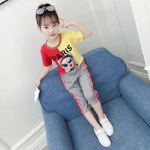  Girls summer suit 2020 new Western style middle and large childrens Korean version of casual sports two-piece girls fashionable summer clothes