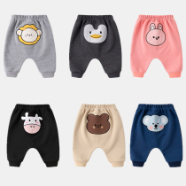 Baby Big Fart Spring Autumn Boy PP Pants Foreign Air Fall Casual Pants Children Baby Harun Pants Autumn Clothes Mid-Waist Pants