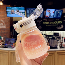 Water cup women with straw anti-fall simple kindergarten baby children student tide portable cute girl ins Cup