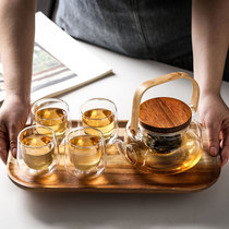 Heat-resistant glass teapot tea set home Black Tea Teapot tea breinner glass filter tea teapot with wooden tray