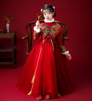 Childrens Hanfu girls winter clothes Chinese New Year clothes cheongsam thickened New Year clothes Chinese style