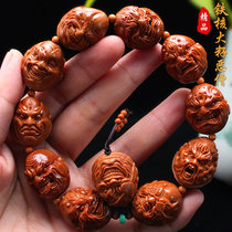  Sugong olive core carving Hand-carved big seed iron core evil monk Buddha bracelet olive hu hand-held hand string men