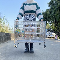 304 stainless steel bird cage breeding cage plus villa tiger skin peony Xuanfeng parrot bird cage starling cage double layer