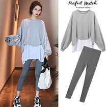 Pregnant women autumn suit fashion model 2021 new outing foreign style winter dress maternity spring and autumn two-piece spring