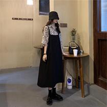 Pregnant womens summer clothes loose and thin Western style age-reducing dress Womens large size shirt strap skirt two-piece set