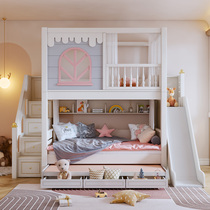 Bunk bunk bed high guardrail parallel bed childrens bunk bed size household size mother-in-law bed high and low bed with slide