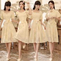Champagne bridesmaid dress Sister group dress Female fairy best friend wedding summer daily can usually wear temperament short section