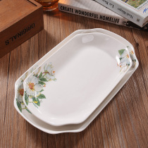 Rectangular large steamed fish plate Ceramic dish plate Dining utensils household dish plate can be used in microwave oven