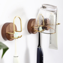 Mansion solid wood electric toothbrush rack gargling cup toothpaste shelve toilet tooth cup holder suction wall-free