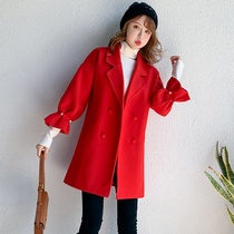 Red wedding coat female bride autumn and winter toast clothes can usually wear 2021 new engagement dress back to the door casual dress
