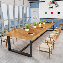 Iron wood conference table loft Industrial Wind office computer negotiation table and chair combination simple large long table