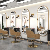 Stainless steel marble new barber shop special mirror table cabinet integrated hair salon special mirror rechargeable