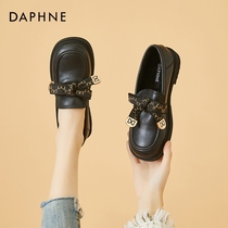 Daphne womens shoes British style small leather shoes womens 2021 new autumn and winter Joker loafer shoes explosive plus Velvet Bean shoes