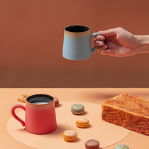 Xiang Shang High-value cup Womens summer gift mug Nordic ins creative hanging ear ceramic water cup with lid