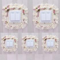 Switch Protective Sleeves Cloth Art Lace Double Switch Sticking Wall Patch Creative Living Room Bedroom Lamp Socket Decoration Brief modern