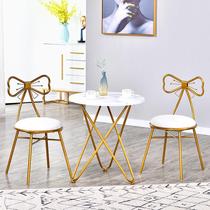 Modern Minimalist Milk Tea Shop Table And Chairs Nordic Iron Art Balcony Casual Tea Table Light Extravagant Small Round Table And Chairs Three Sets Combinations