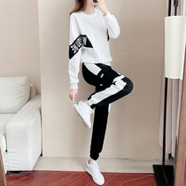 European Station Sports Suit Women 2021 Spring Autumn New Trends Minus age Alphabet Clothing Casual Fashion Two Sets