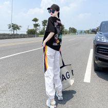 Tide Card Casual Fashion Suit Women 2021 Summer New Suit Foreign Air Display Slim Net Red Loose Motion Two Sets