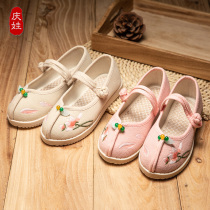 Girls Hanfu shoes 2021 spring new old Beijing cloth shoes Chinese style costume performance shoes children embroidered shoes