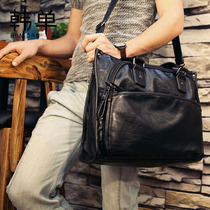 Genuine Leather Casual Large Capacity Handbag Men 100 Hitch Fashion Single Shoulder Bag Tidal Bull Leather Business Computer Briefcase Man