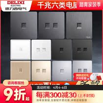 Dresy Six class computer one thousand trillion network socket panel double-port network wire socket panel broadband socket wall