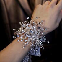 Advanced sense bride wrist flower high-end wedding dress rhinestone accessories wedding Super fairy hand flower bracelet childrens dress accessories