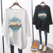 Pregnant woman t-shirt with long sleeves in long sleeves The bottom of the undershirt with the spring autumn pure cotton loose Han version of autumn and winter plus suede thickened