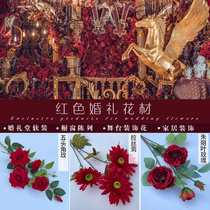 Chinese red wedding flower arrangement roses daisies lotus cranes peony wedding flower arrangements decorative silk flowers simulation flowers