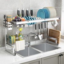 Stainless steel kitchen sink shelf countertop multi-function bowl rack Dish drain rack Sink storage rack