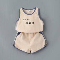 Boys sleeveless vest suit new baby summer handsome childrens foreign style sports childrens two-piece summer suit