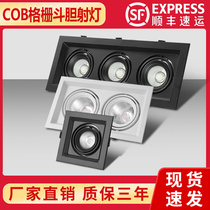 led Dart lamp single and double head bean Goss lamp COB spotlight three-head recessed grille square super bright ceiling spotlight