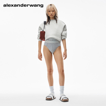 ALEXANDER WANG Alexandra women high waist ribbed plain logo stretch underwear Gray