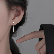 S999 Pure Silver Block Earrings Female Ear Line Raised Earrings Earrings Earrings 2023 New Wave Earrings For Sleeping Without Picking Up