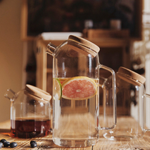High borosilicate transparent glass heat-resistant tease cold kettle Japanese large-capacity household lemon Nordic flower fruit tea