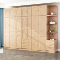 Customized solid wood wardrobe home bedroom modern simple small apartment free of installation wooden bedroom large wardrobe storage cabinet