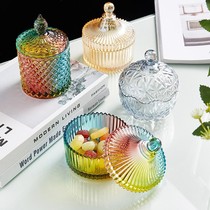 European style candy jar glass ornament with lid cute creative home decoration living room storage jar crystal storage jar