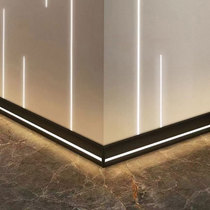 Wall bottom skirting line with LED light intelligent self-adhesive thick ground corner 4 clear aluminum alloy luminous skirting line 8cm