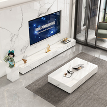 Italian minimalist light luxury Rock board super long TV cabinet coffee table combination modern simple large and small apartment living room table cabinet
