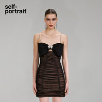 Self-portrait Fall Winter 2022 classic black suspender bow sexy dress
