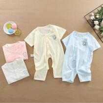 Baby Siamese Clothes Summer Thin Summer Short Sleeve Newborn Baby Summer Clothes Male Baby Cotton Pajamas