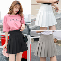Black pleated skirt skirt Women summer 2021 new gray high waist a character Spring and Autumn suit jk white skirt