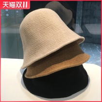 Autumn and winter knitted fishermans hat children Korean Dongmen wool bucket hat face face small Japanese Joker solid color Basin